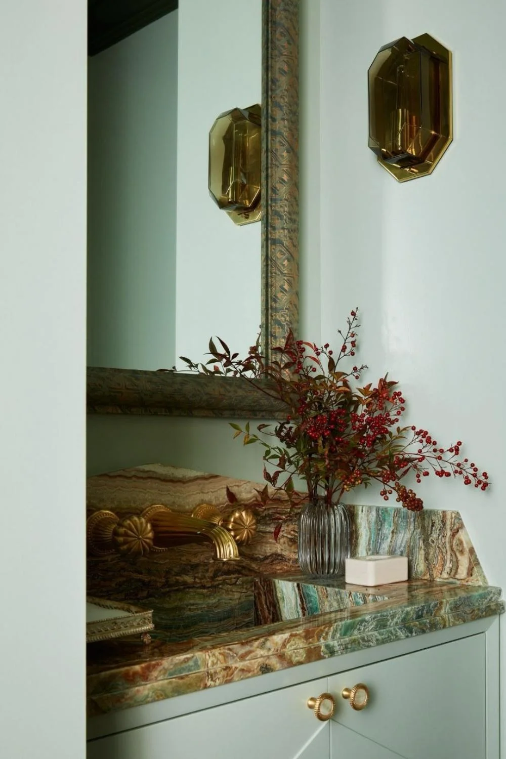 Bathroom Lighting Ideas Vintage Glass Wall Sconce Blue