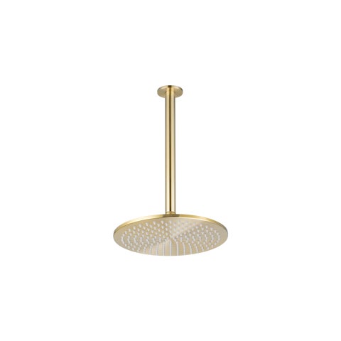 Shower Dropper Round 300mm & Head Set - Brushed Brass