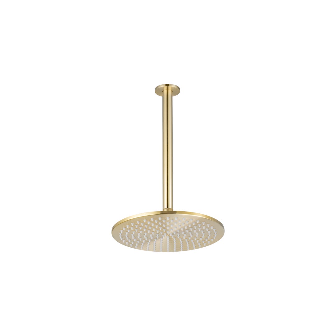Shower Dropper Round 300mm & Head Set - Brushed Brass
