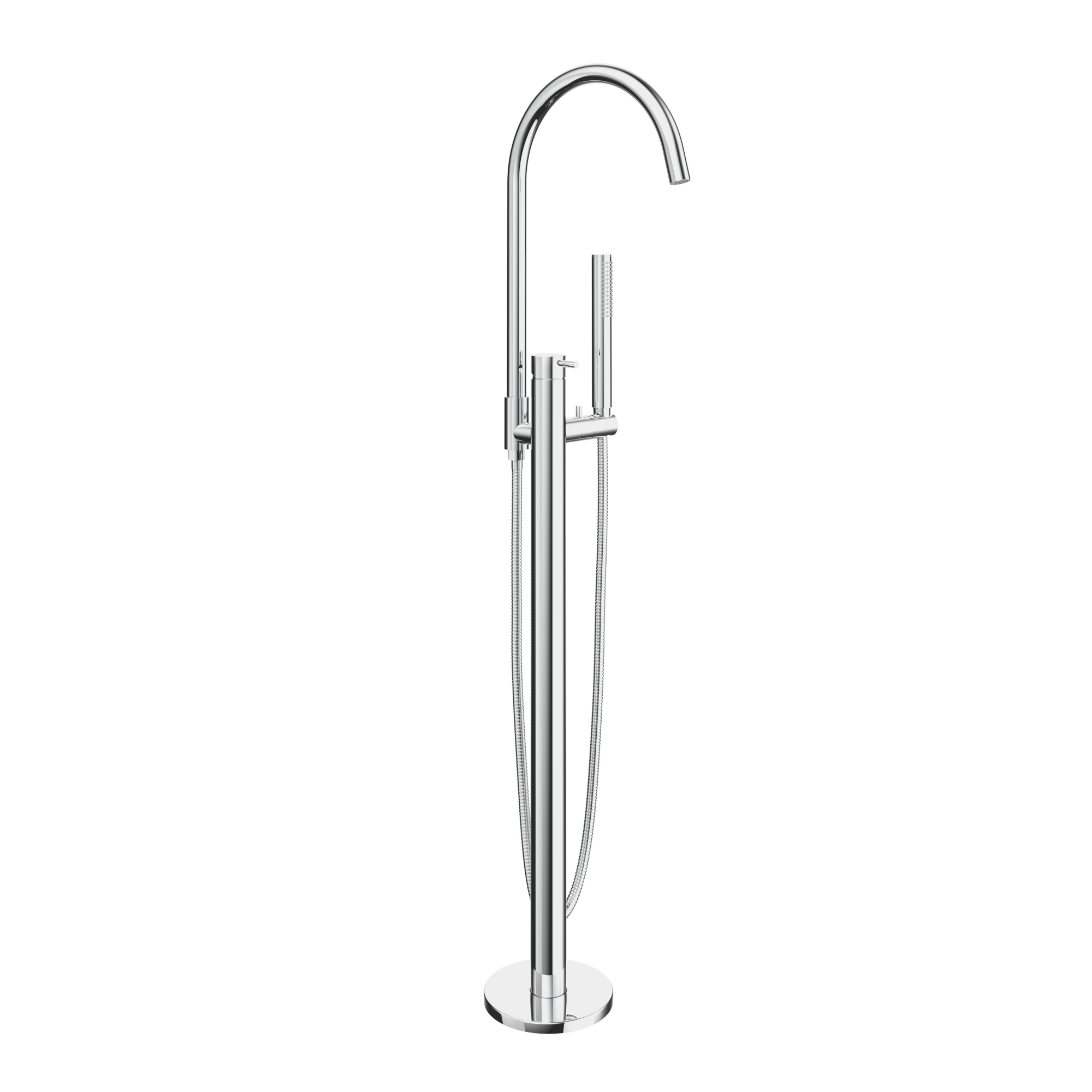 Elysian Floor Mounted Bath Filler with Hand Shower - Polished Stainless