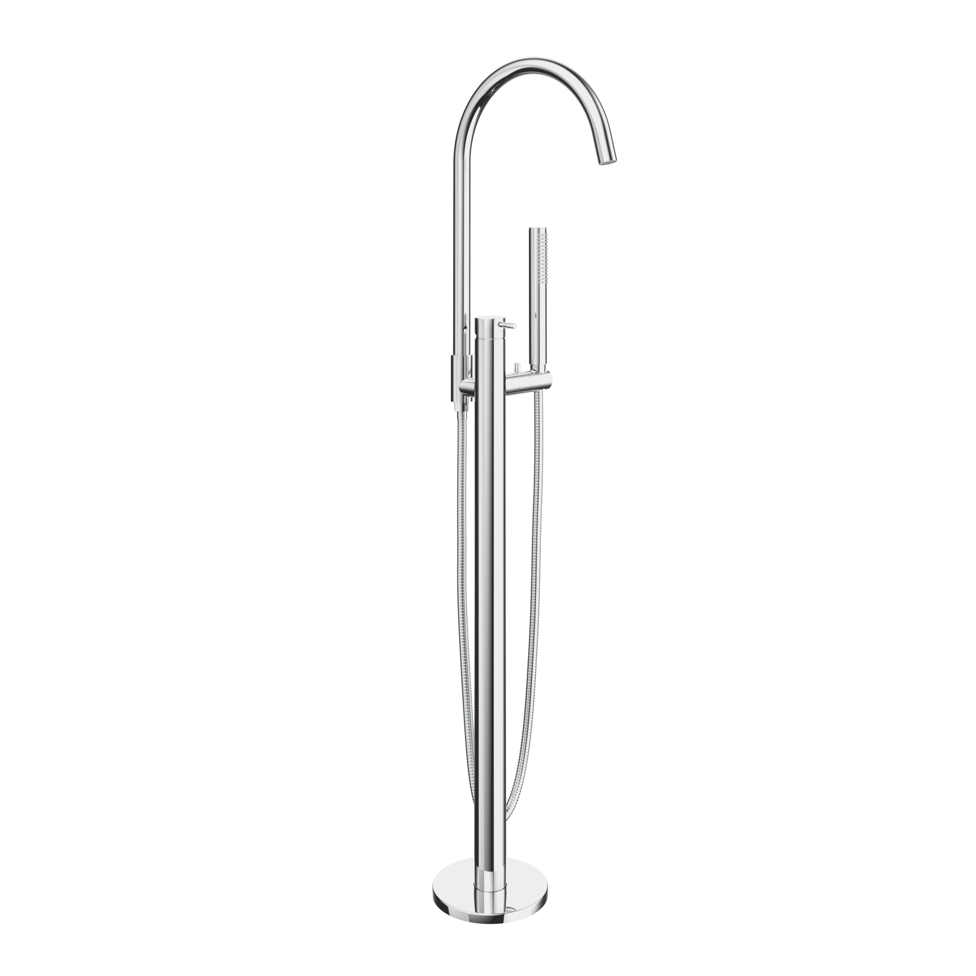 Elysian FloorMountedBathFiller WithHandShower Final View01 CH 01