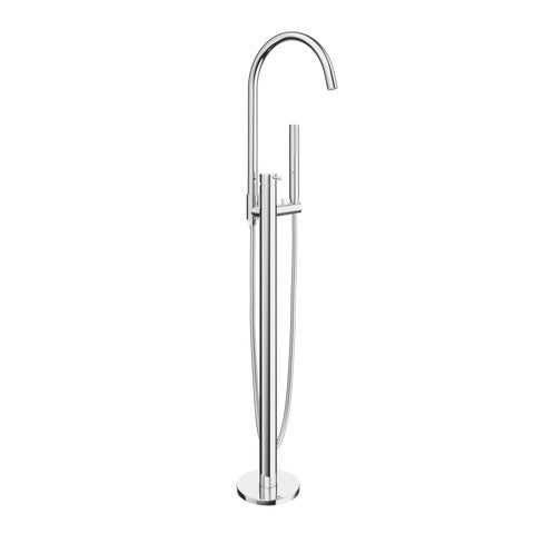 Elysian Floor Mounted Bath Filler with Hand Shower - Polished Stainless