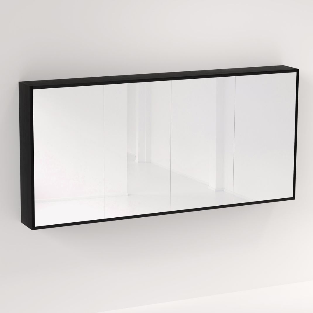 Myra 4 Door Mirror Cabinet 1692mm -  Black Oak