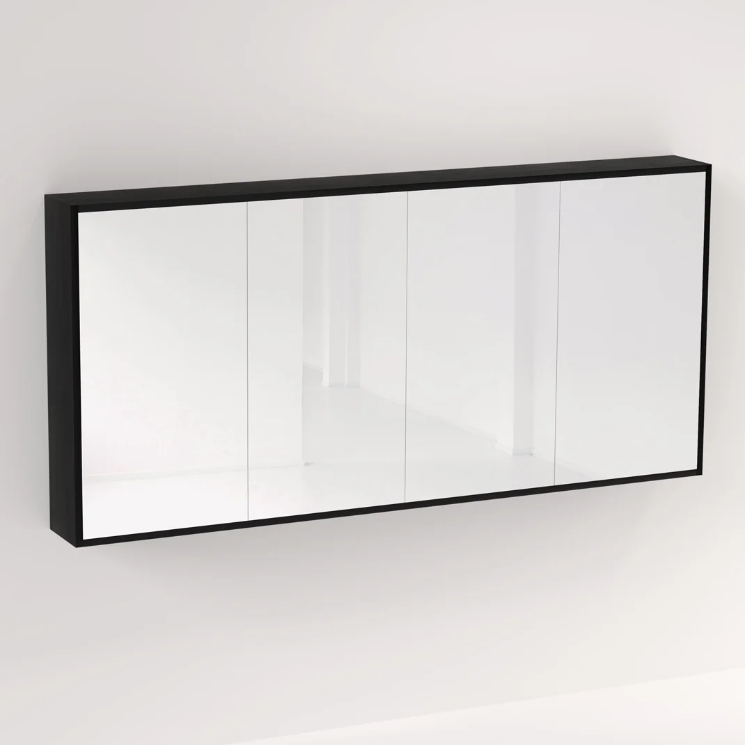 Myra 4 Door Mirror Cabinet 1692mm -  Black Oak - Feature