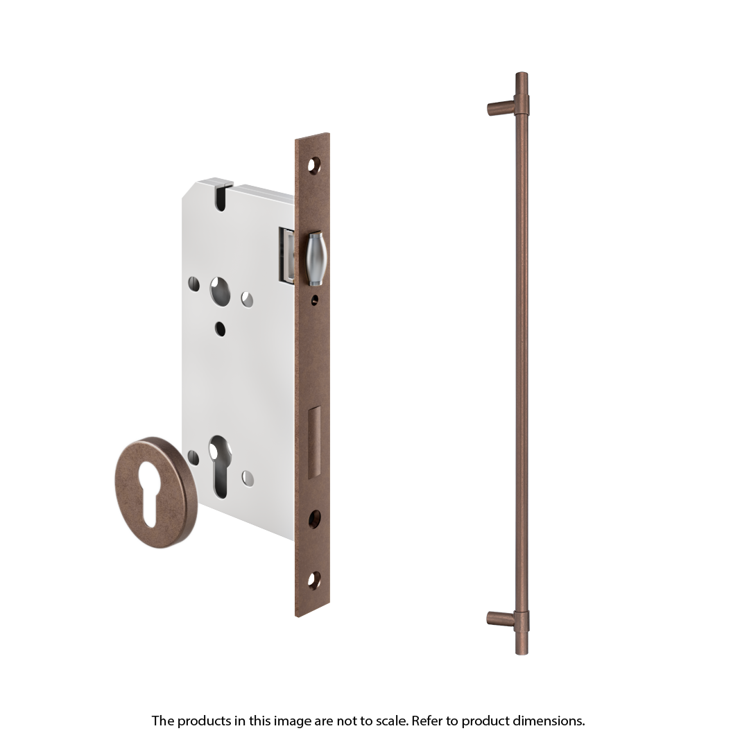 Modi Adjustable Entry Door Pull & Lock Set 900mm - Antique Bronze
