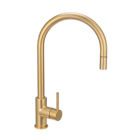 Elysian Commercial Pull-Out Kitchen Mixer - Tumbled Aged Brass