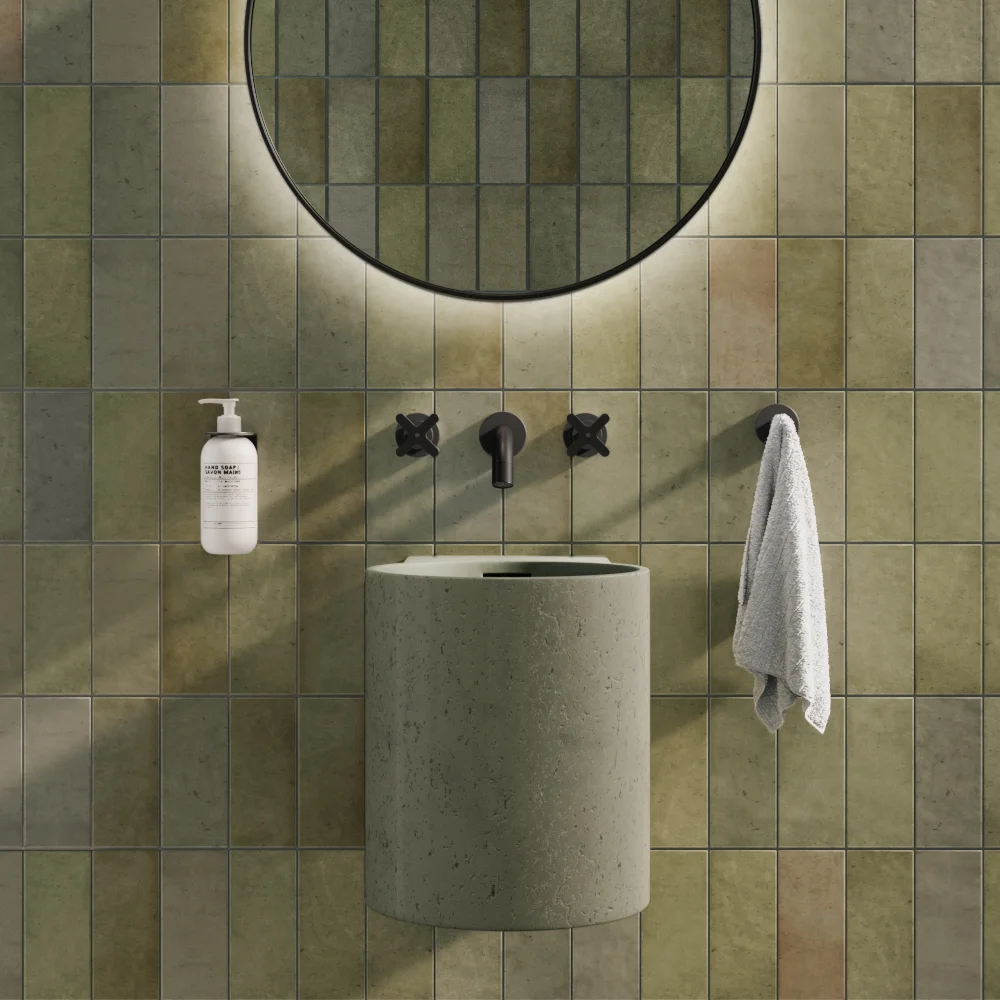 Front Angle Atelis Wall Mounted Basin Sage