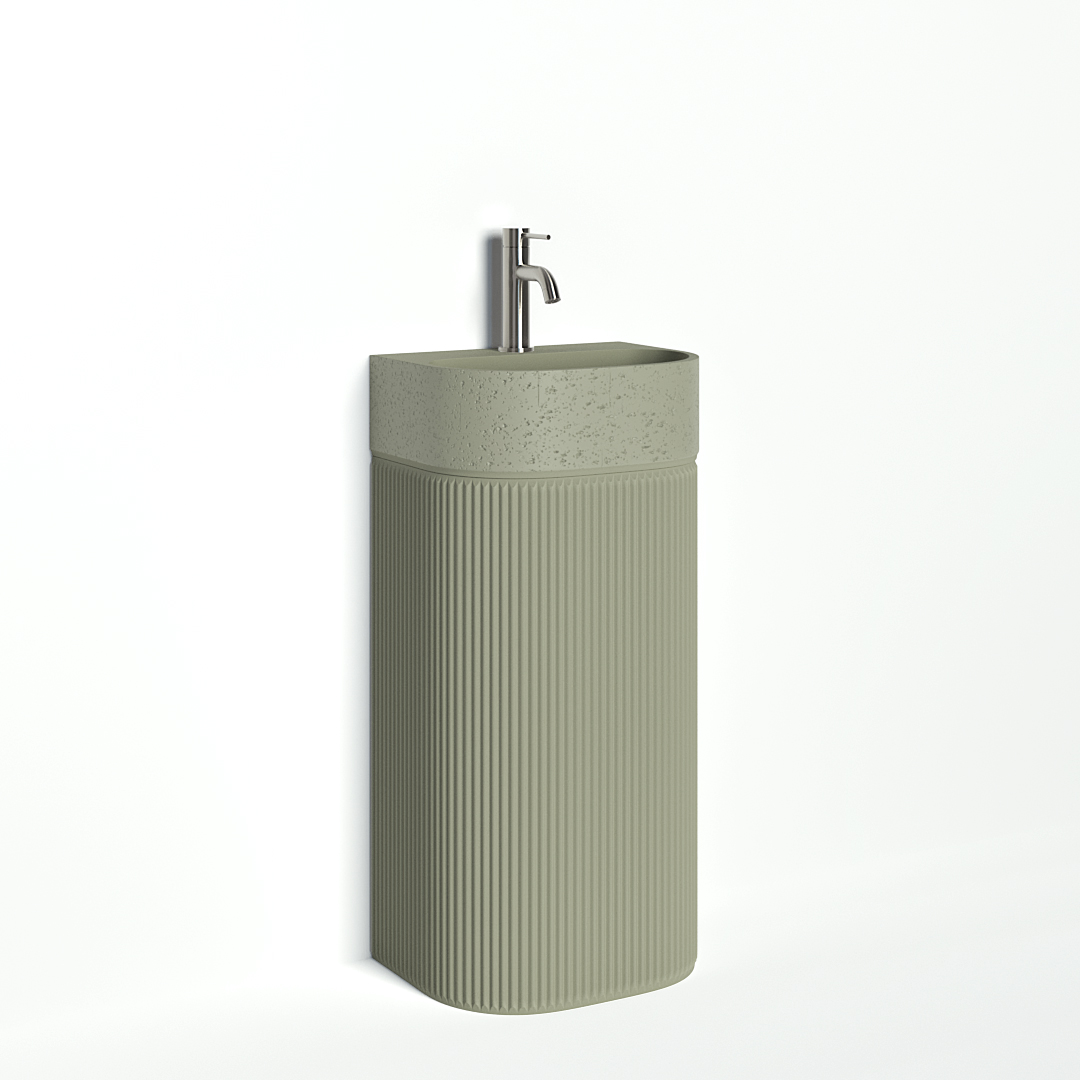 Nelios Concrete Pedestal Basin - Sage Green