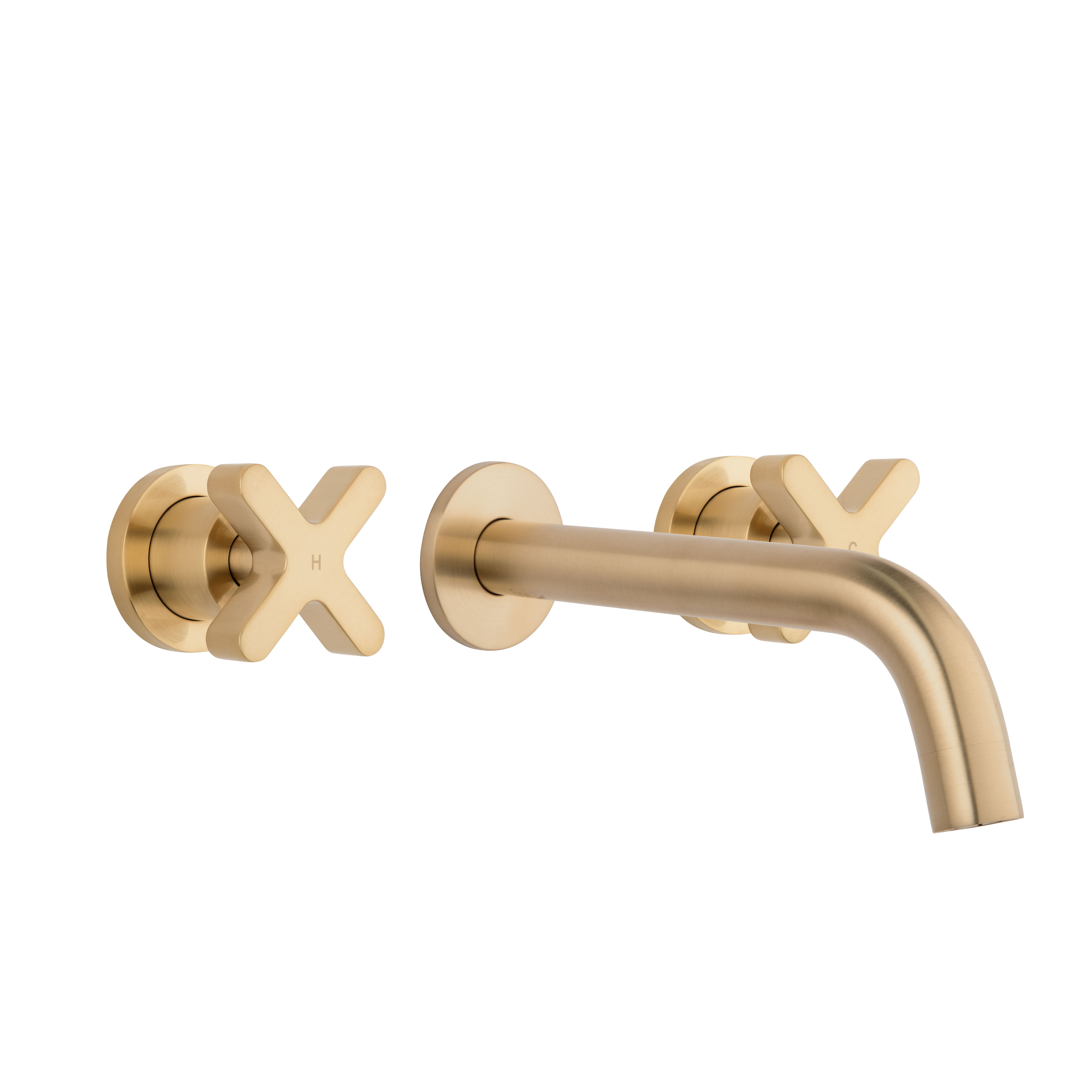 Cross Assembly Taps & Spout Set - Brushed Brass