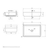 Frankie Basin Sink 600mm  Matte White - Specifications 1