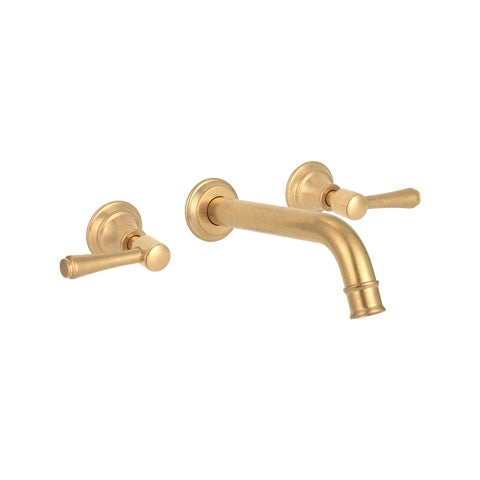 Kingsley Assembly Taps & Spout Set - Tumbled Aged Brass
