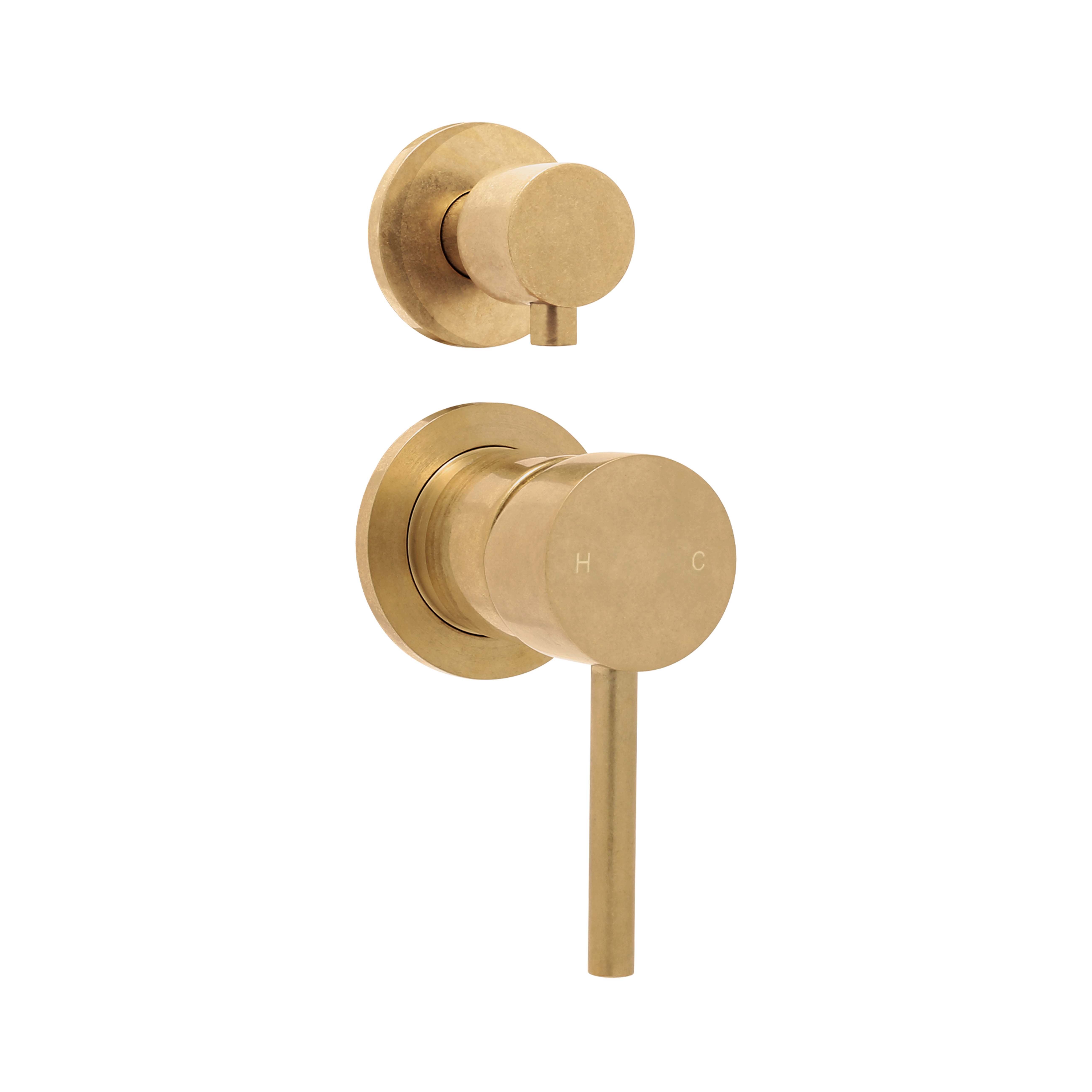 Elysian Shower Top Diverter - Tumbled Aged Brass
