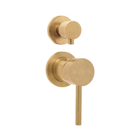 Elysian Shower Top Diverter - Tumbled Aged Brass