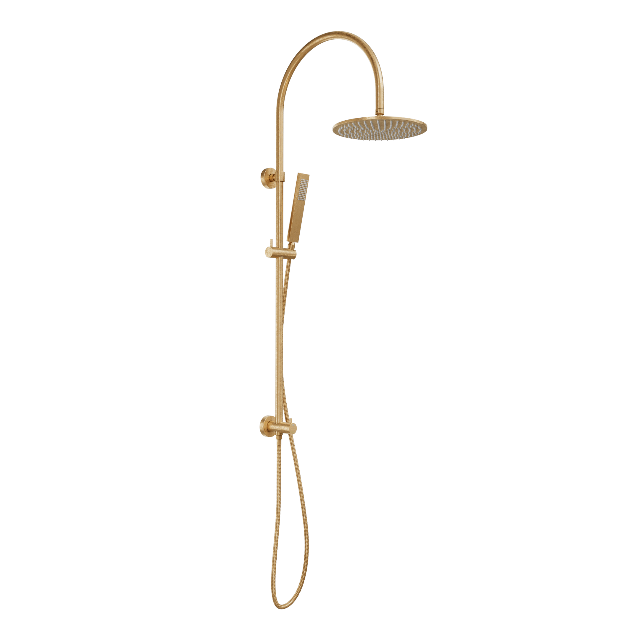 Elysian Gooseneck Shower Rail Set - Tumbled Aged Brass