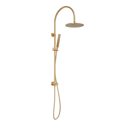 Elysian Gooseneck Shower Rail Set - Tumbled Aged Brass