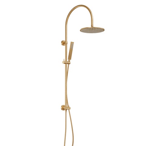 Elysian Gooseneck Shower Rail Set - Tumbled Aged Brass