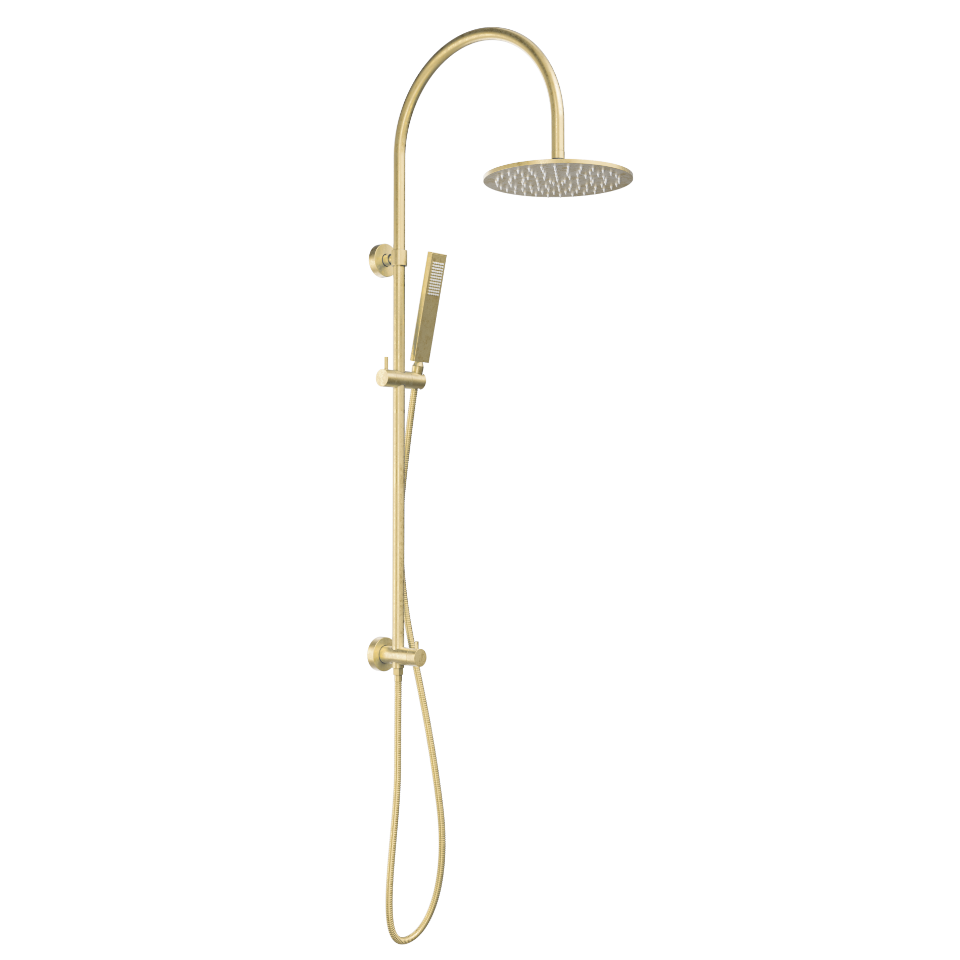 Elysian Gooseneck Shower Rail Set - Tumbled Aged Brass