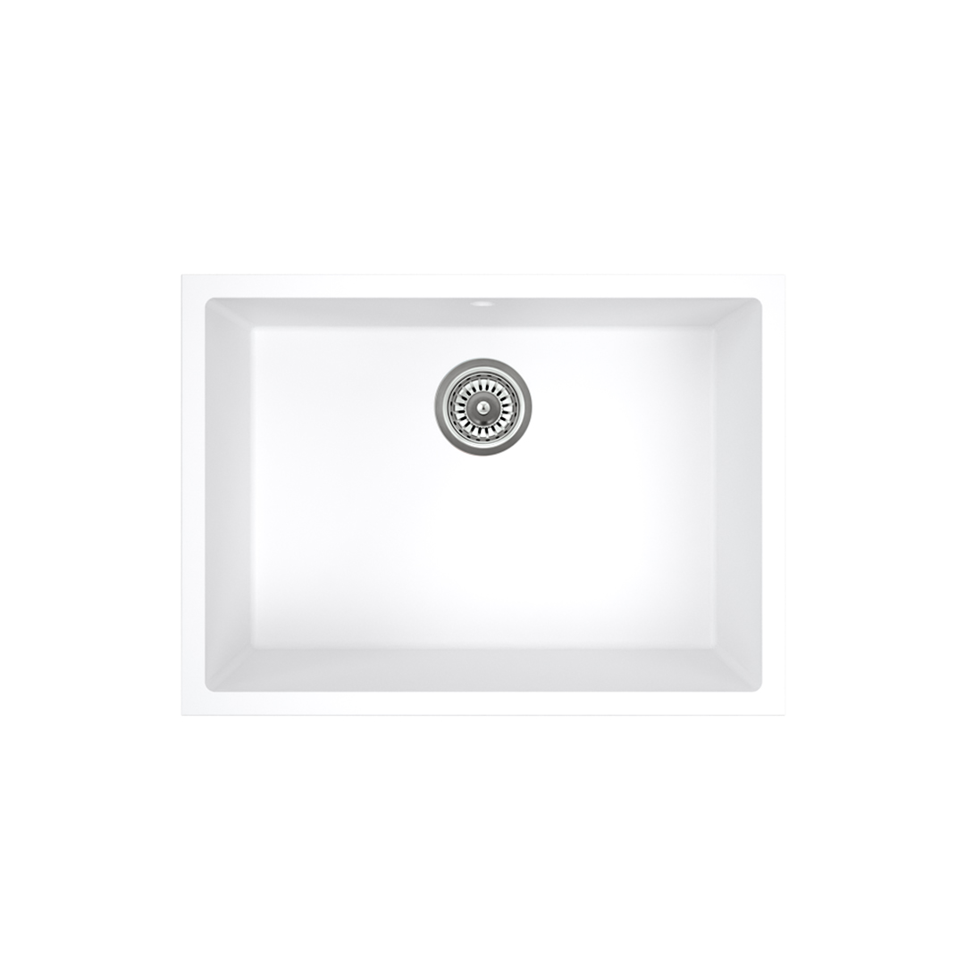 Vienna Single Sink 630mm - White Granite (Overflow)