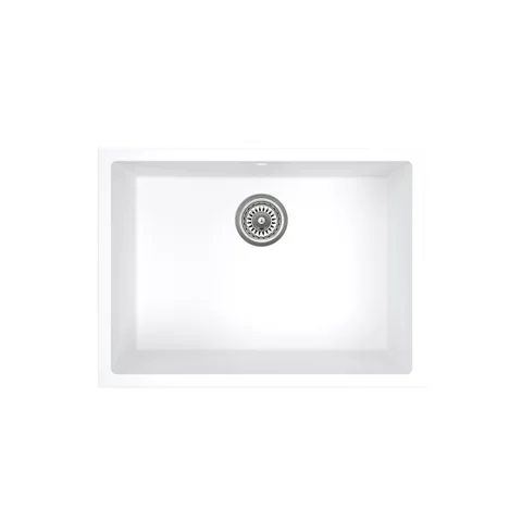 Vienna Single Sink 630mm - White Granite (Overflow)