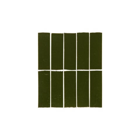 Rommani Handmade Zellige Rectangle Tile - Forest Green