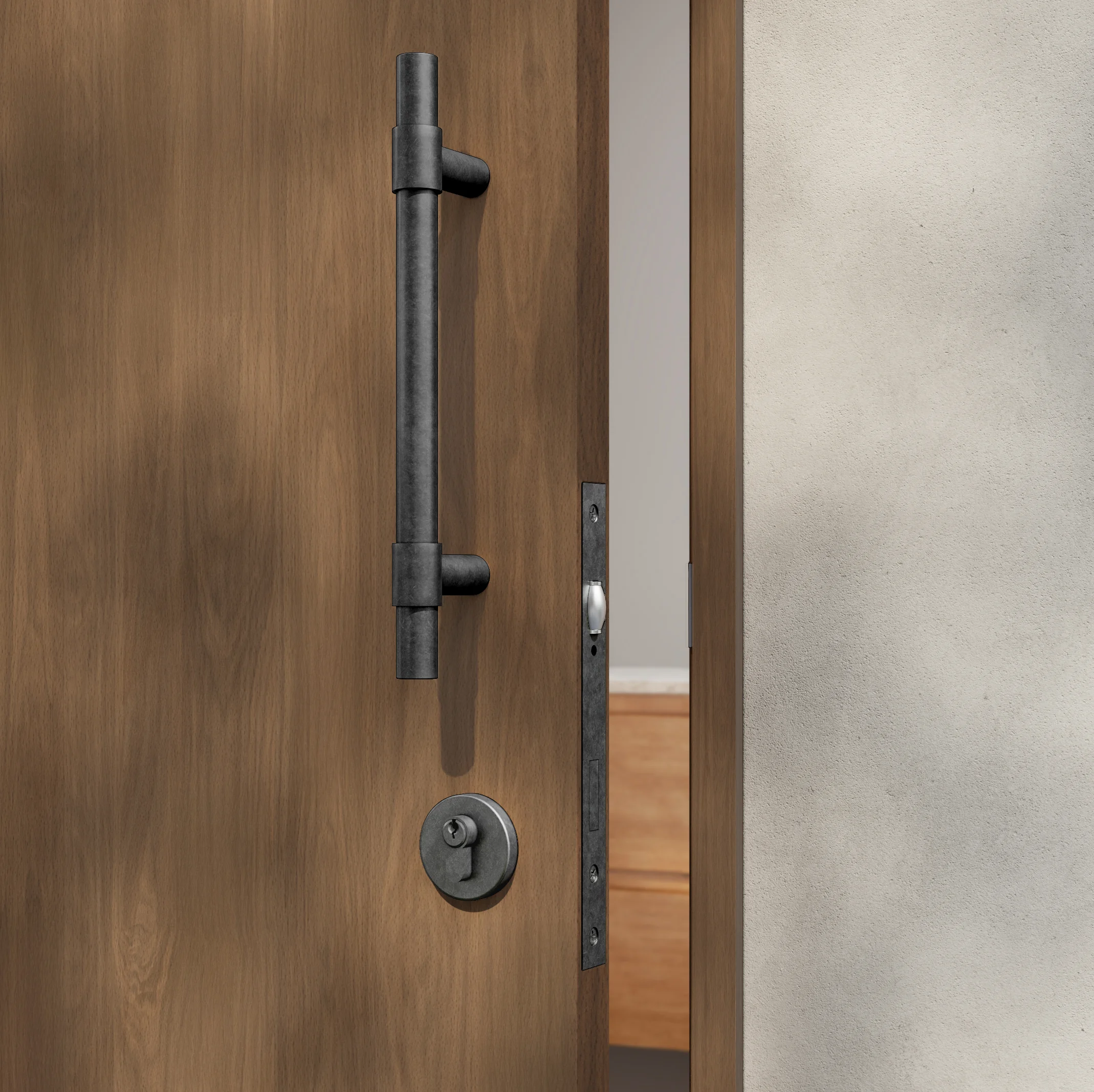 Antique%20Collection Hardware-Insetting EntryDoorPull Key%20Euro%20Cylinder CloseUpView%2001 Slate