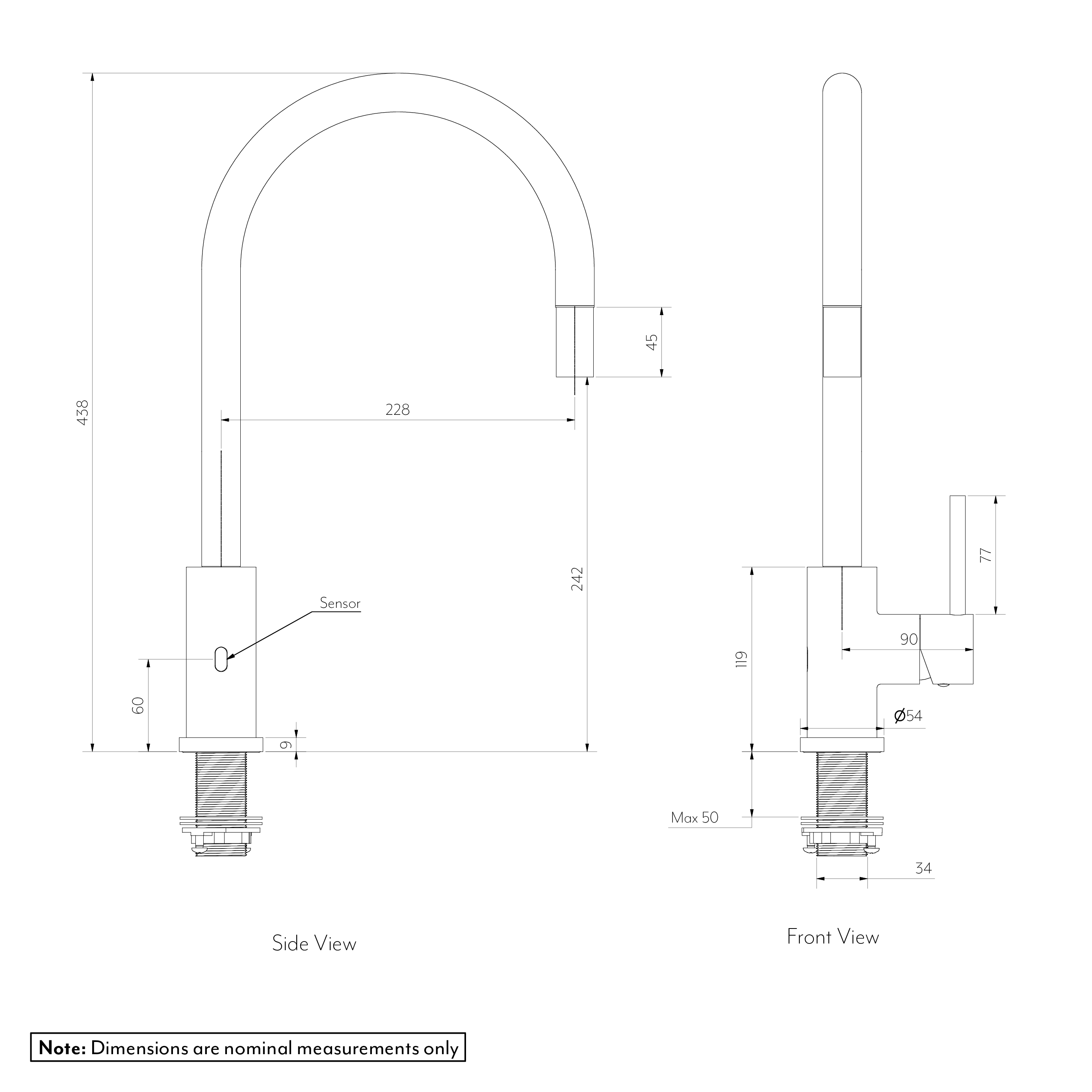 ELYSIAN SENSOR COMMERCIAL PULL-OUT KITCHEN MIXER SPEC