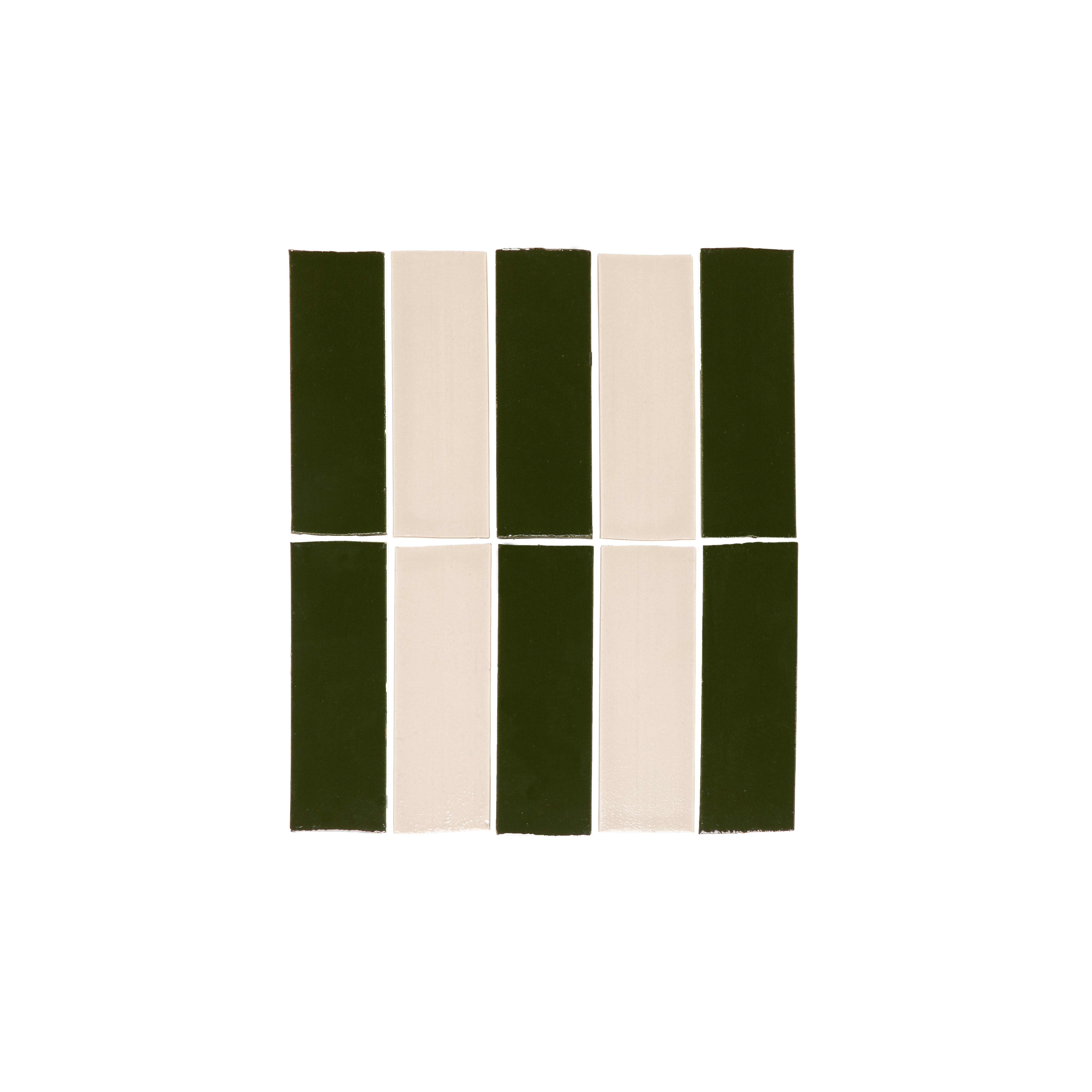 Rommani Zellige Striped Tiles - Forest Green & Bone