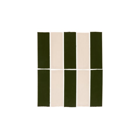 Rommani Zellige Striped Tiles - Forest Green & Bone
