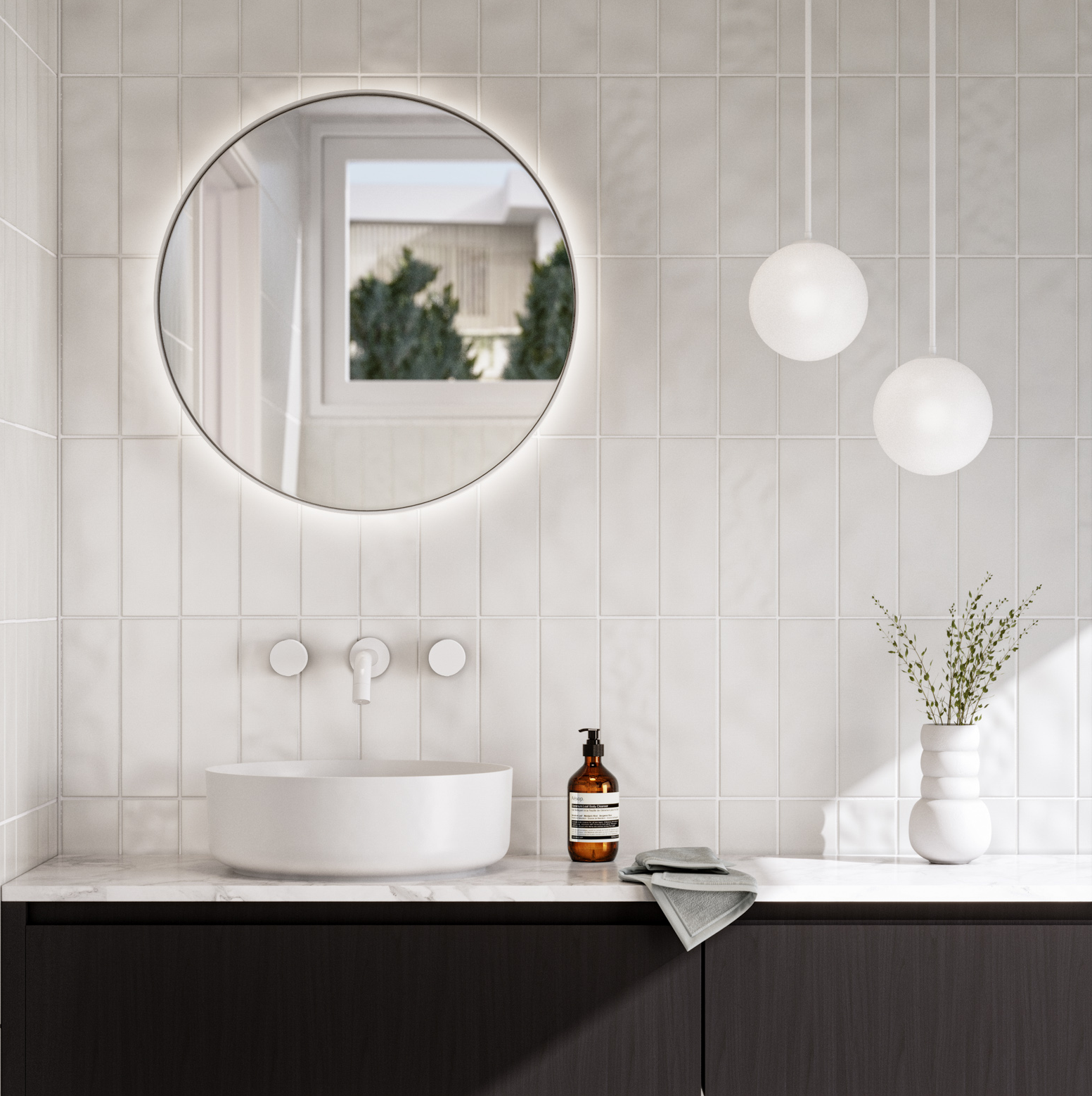 Saanti Handmade Led Mirror 600mm White