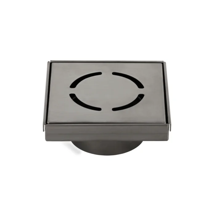 Harper Square 125mm Floor Waste - Brushed Gunmetal - Feature