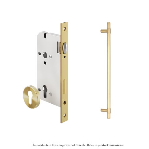 Modi Adjustable Entry Door Pull & Lock Set 600mm - Brushed Brass