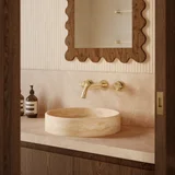 Pedra Round Basin Beige Travertine V1