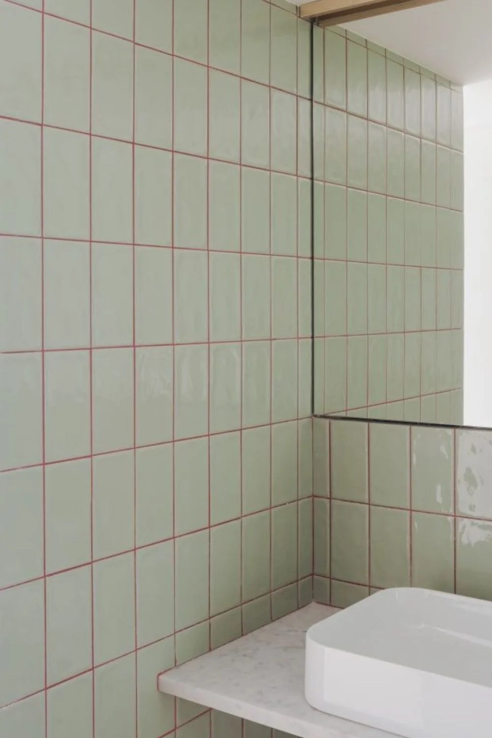 Bathroom Tile Inspiration Coloured Grout Green Orange