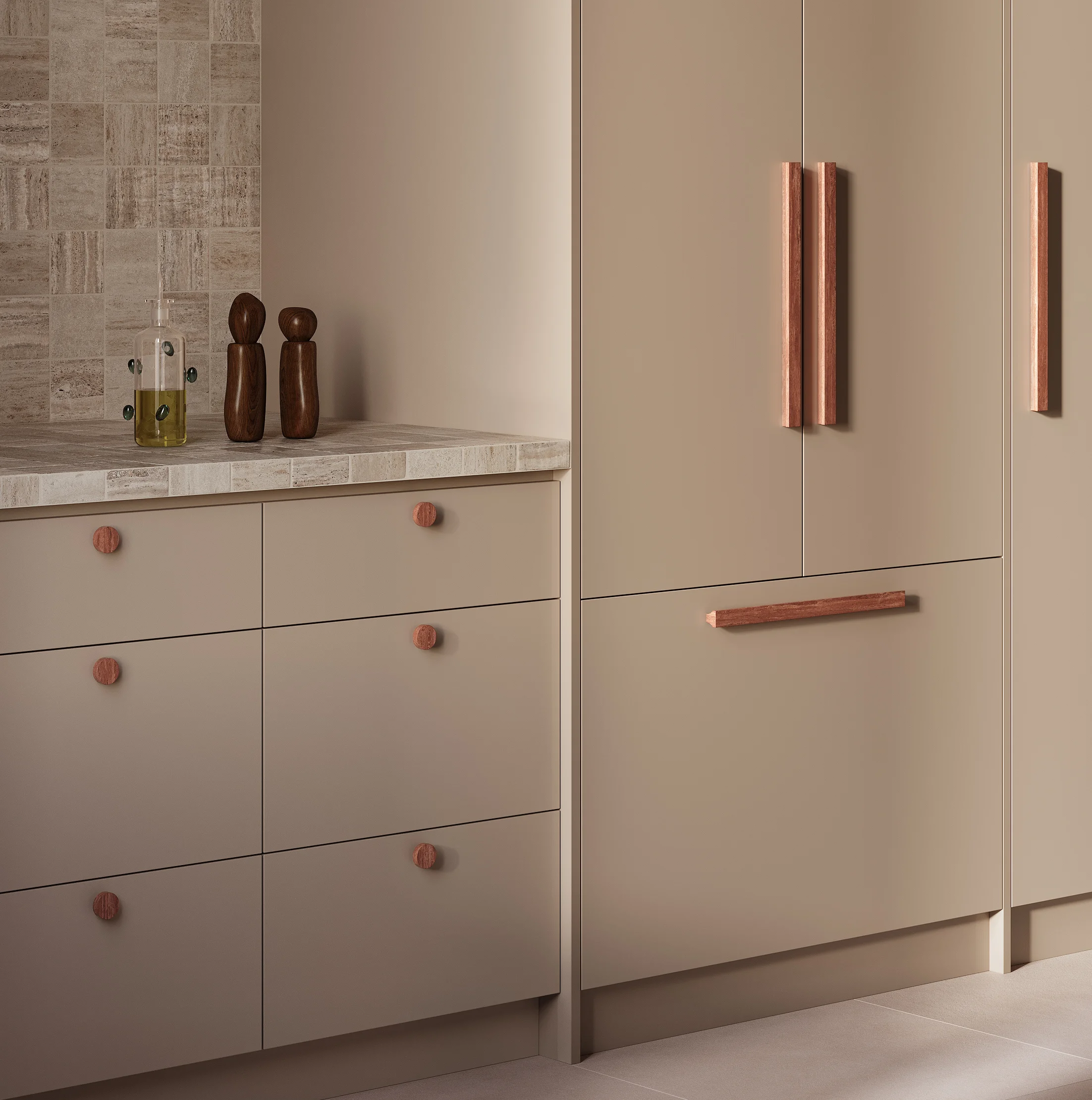 Pedra%20Cabinetry%20Pull%20400mm%20Pedra%20Large%20Knob%2035mm Red%20Travertine