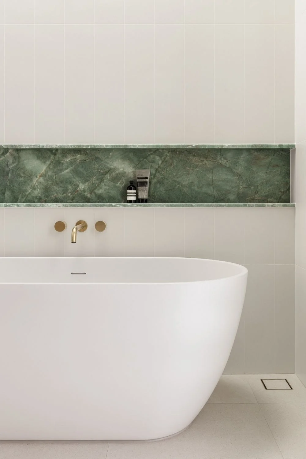 Tile Texture Brass Tapware Green Marble White Bathroom Tile