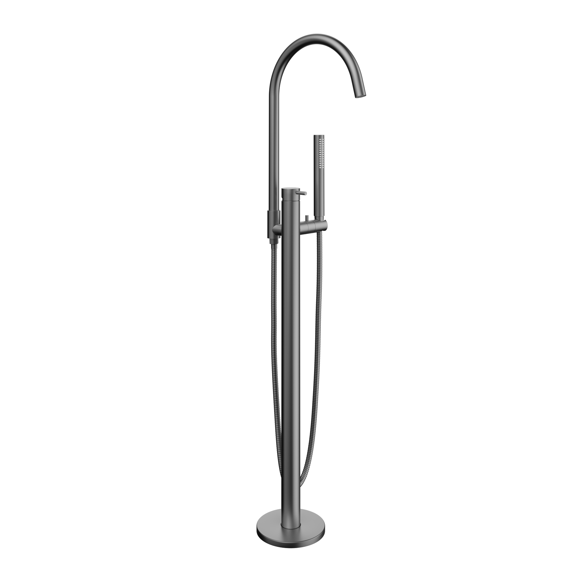 Elysian Floor Mounted Bath Filler with Hand Shower - Brushed Gunmetal