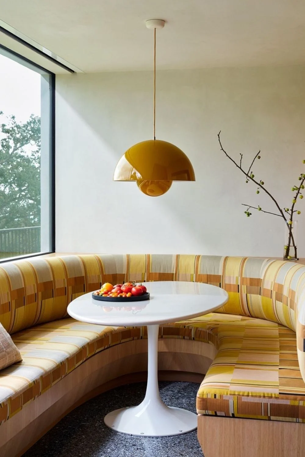 Banquette Seating Retro Bright Orange Texture Pattern