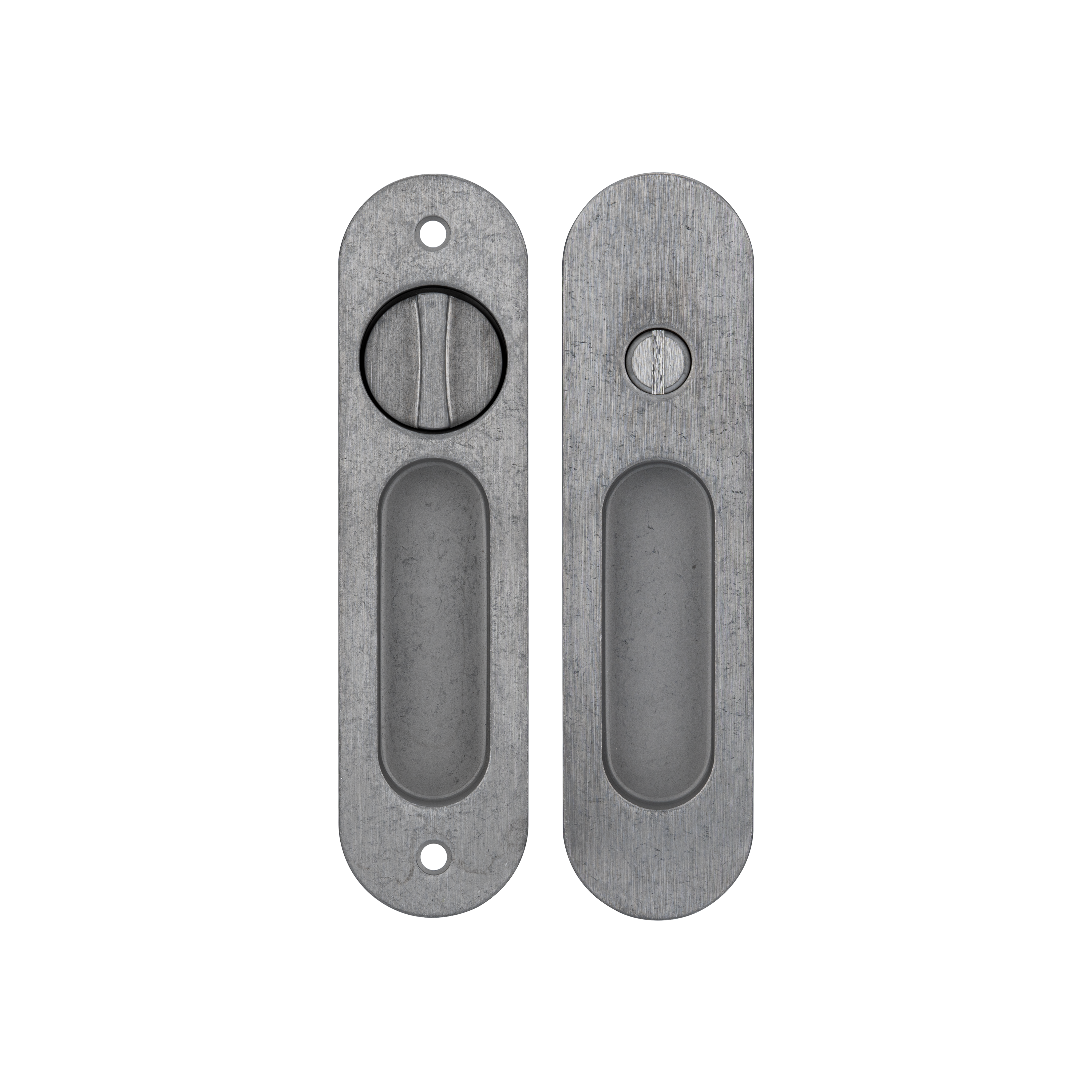 Leroy Sliding Door Privacy Set - Antique Steel