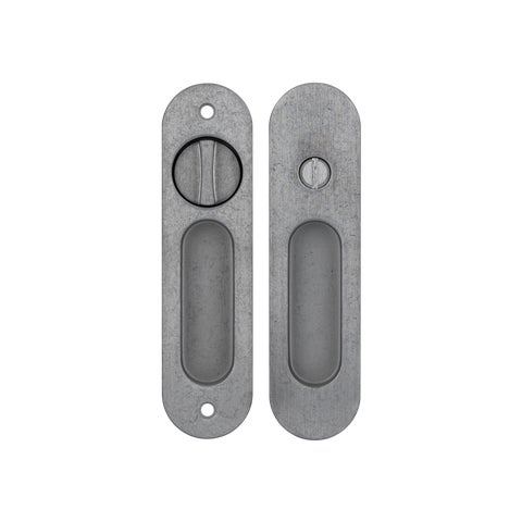 Leroy Sliding Door Privacy Set - Antique Steel