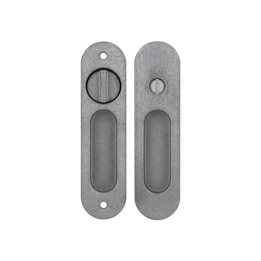 Leroy Sliding Door Privacy Set - Antique Steel