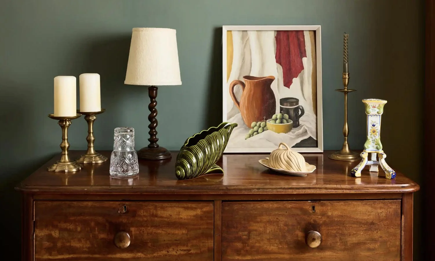 Vintage styling pieces curated for a hipstoric sideboard display