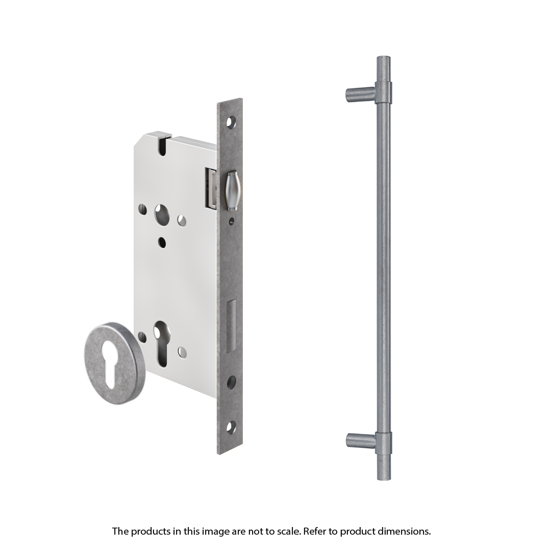 Modi Adjustable Entry Door Pull & Lock Set 600mm - Antique Steel
