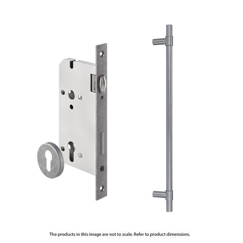 Modi Adjustable Entry Door Pull & Lock Set 600mm - Antique Steel