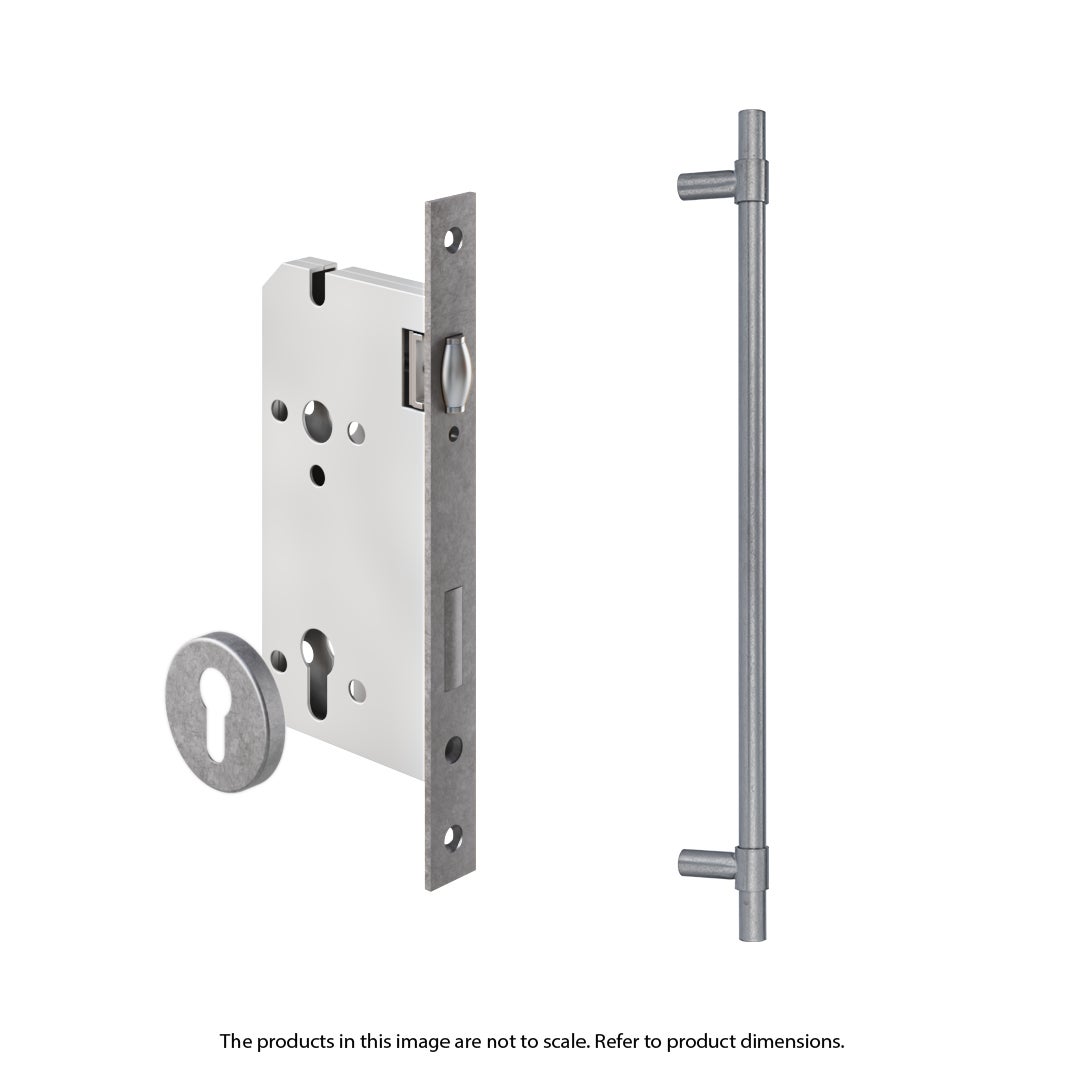 Modi Adjustable Entry Door Pull & Lock Set 600mm - Antique Steel