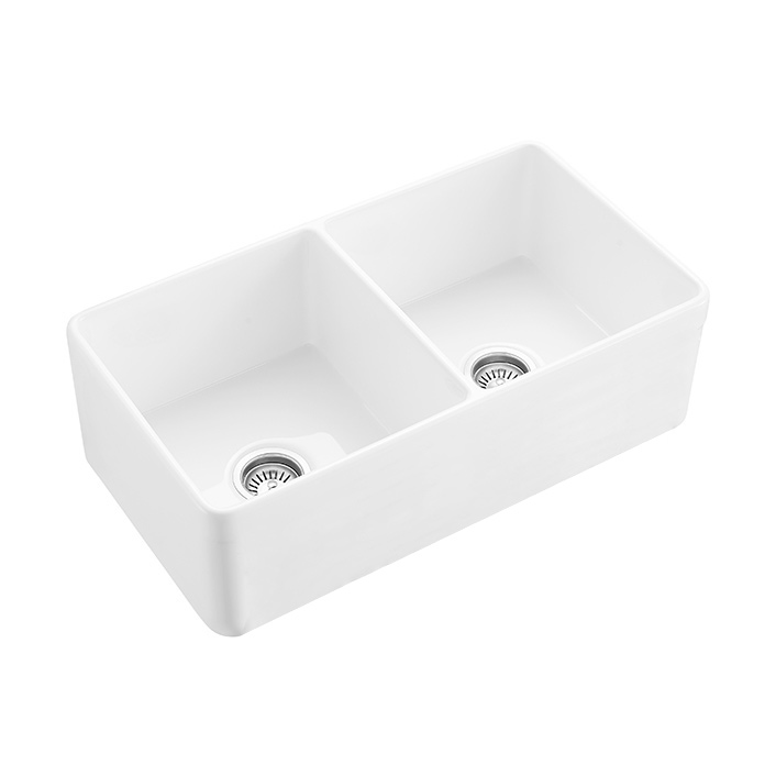 Hartley Double Farmhouse Fireclay Sink - Gloss White | ABI Interiors