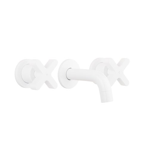 Cross Assembly Taps & Mini Spout Set - White