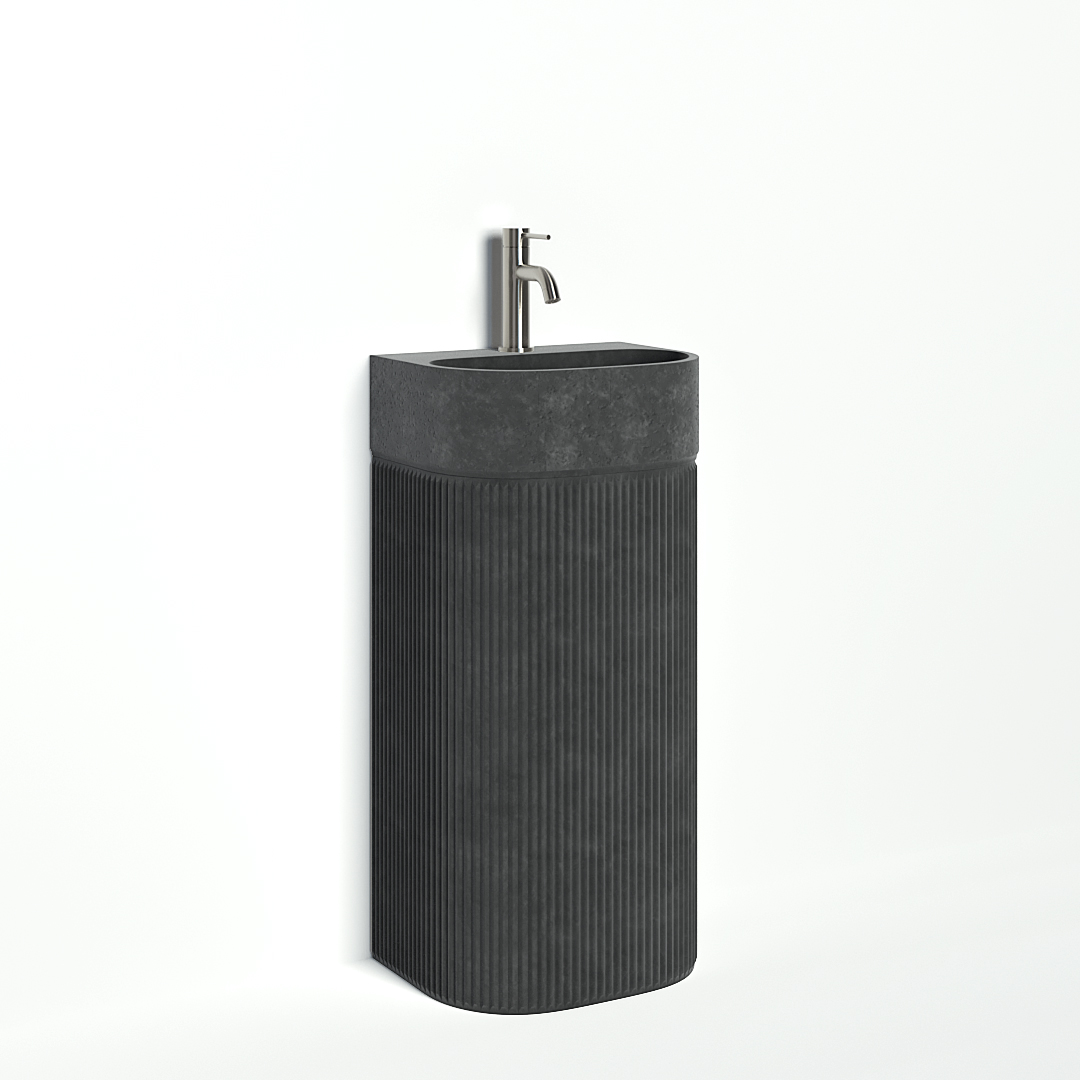 Nelios Concrete Pedestal Basin - Grey