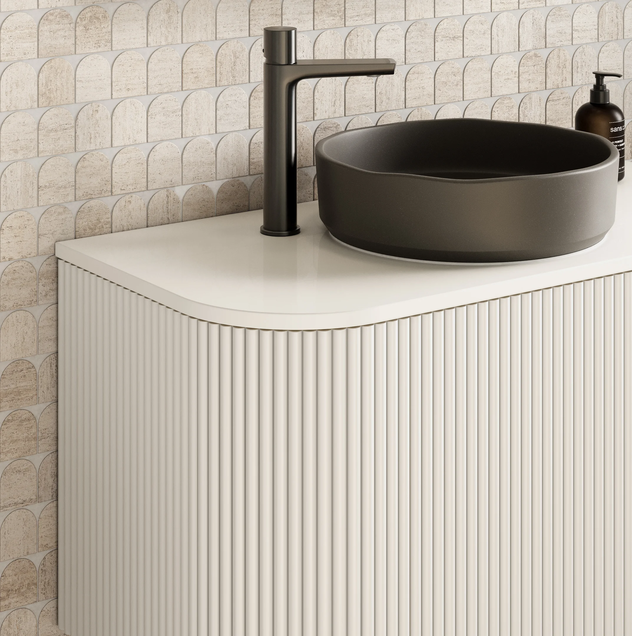 Zahara Curved Fluted Vanity Close Up 900mm