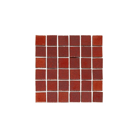 Miyako Handmade Square Mosaic Tile - Rustic Red