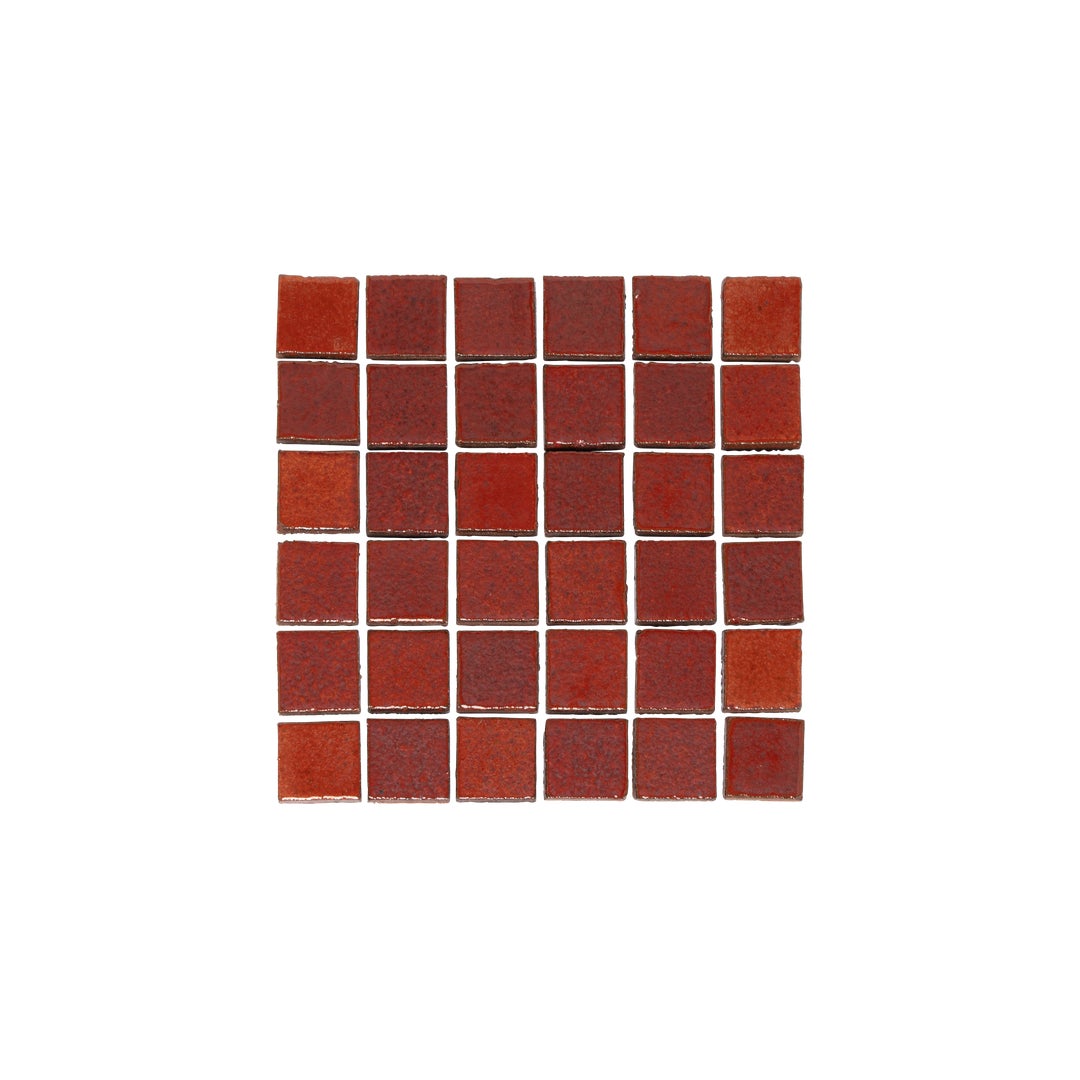 Miyako Handmade Square Mosaic Tile - Rustic Red